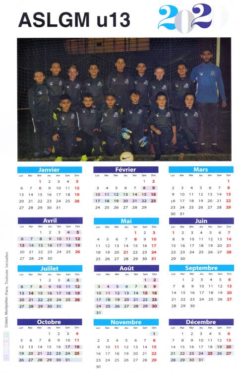 Calendrier u12 u13